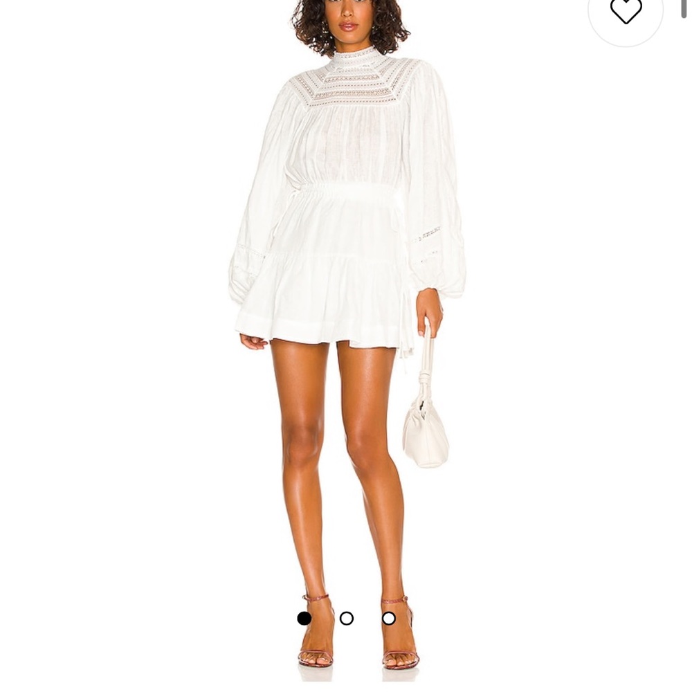Shona Joy White Lace Yoke Long Sleeve Mini Dress